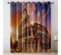 Rideau Opaque Imprimé Couleur orange, Style traditionnel Colisée monuments antiques Decoration pour Maison Chambre Salon Intérieurs pour Chambre Enfant Fille Garcon - 114L X 228H cm Rideaux Thermiques