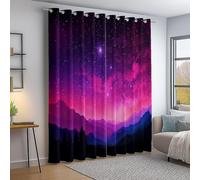 Rideau Opaque Imprimé Simple d'un Ciel Étoilé Et d'une Galaxie - Violet Rideaux Occultants Thermiques Et Isolants avec Œillets pour Fenêtres Chambre Décoration, L 110 x H 215 cm (2 Panneaux)