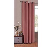 Rideau Opaque, Rideau uni translucide avec œillets, matériau en Tissu microsatin, 225 x 140 cm, Vieux Rose