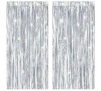 Rideau Paillette, 2 Pièces, Argent Rideau Anniversaire, Métallisées Scintillantes, Decoration Anniversaire Pour Fête, Disco, Carnaval, Remise De Diplômes, Mariage, Réveillon Du Nouvel An(1m x 2m)