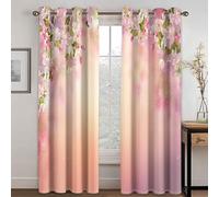 Rideau Pare Soleil Maison, Fleurs de Vigne Rideaux Thermique Isolant Anti Froid Imprimé pour Salon Chambre Fenetre Et Draperies Intérieurs À Oeillets, Rose, 132x214cm