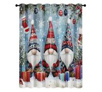 Rideau Père Noël Mignon Draperies Thermique Isolant Occultant Enfant Joyeux Noël Rideaux à Oeillets pour Décoration Chambre Salon, 140L X 245H cm 2 Panneaux