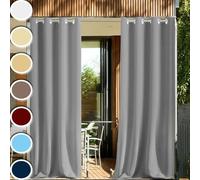 Rideau Pergola Extérieur Gris Occultant Hydrofuges Isolation Thermique à Oeillets Polyester Rideaux Occultant pour Pergola Extérieur Patio Pavillon Véranda 200x220cm