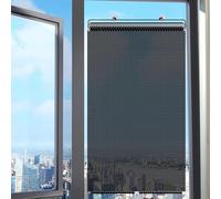 Rideau Petite Fenetre avec Transparent Ventouses Rideau Occultant sans Percage,PVC Store Enrouleur Noir,pour Fenêtres,Salon,Bureau,Salle de Bain,Jardin,Voiture (80×140cm)