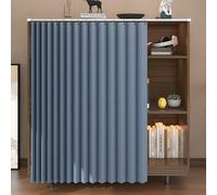 Rideau Placard Accordéon Rideaux Courts Anti-Poussière Armoire de Cuisine Étagères Meuble Petit Rideau Occultant Cuisine Rideau sous Evier avec Rail Auto-Adhésive sans Percage(Bleu,140x70 cm)