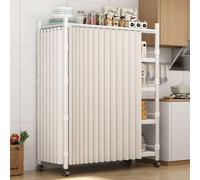 Rideau Placard Cuisine Anti-poussière sans Percage, Rideau sous Evier, Multifoncti Rideaux Meuble Cuisine Haut Bleu pour Etagères, Salle de Bain, Cafétéria(Beige,100x180 cm/39.4x70.9 in)