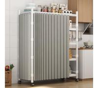 Rideau Placard Cuisine Anti-poussière sans Percage, Rideau sous Evier, Multifoncti Rideaux Meuble Cuisine Haut Bleu pour Etagères, Salle de Bain, Cafétéria(Gris,100x200 cm/39.4x78.7 in)