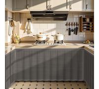 Rideau Placard Cuisine, Rideau sous Evier sans Percage - Anti-Poussière Intimité avec Rail Silencieux Autocollant, Style Moderne pour Buanderie Étagères Panneau Mural(J,W 120 cm x H 80 cm)