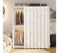 Rideau Placard Cuisine sans Percage, Anti-Poussière Rideau Armoire Accordéon pour Protection de la Vie Privée Cloison Intérieure avec Rail Silencieux Auto-Adhésif(C,W 120 cm x H 200 cm)