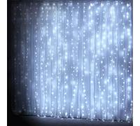 Rideau plat - Lumière blanche froide, fonctionne avec une pile 3AA, 3 x 3 m, idéale pour les décorations