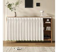 Rideau plissé blanc à pompons sans perçage | Voile anti-poussière à glissière,Protection armoire sans porte,Tulle brodé 3D