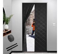 Rideau Porte Magnétique, Isolation Thermique, Coupe Froid, Rideau Isolant Aimanté for Porte d'hiver, W 75 80 85 90 100 110 120 CM Kit d'isolation de Portes for salon Entrée(Noir,95 cm x 180 cm)