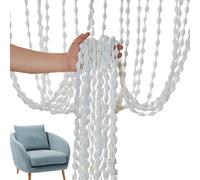 Rideau Porte - Tulle Blanc | Cheminee Decorative | Rideau Perlé,Décoration Murale Fenêtre - Tentures Tressées Décoratives Pour Chambre D'Enfant Cuisine Salle À Manger Balcon De Bain Placard Mariage