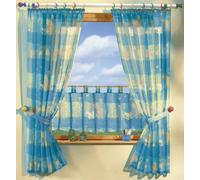 Rideau pour chambre d'enfant, set de 5 pièces avec motif animalier en bleu