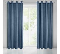 Rideau prêt à poser 140x250 Ibbie bleu foncé fil argent velours Eurofirany