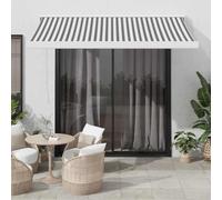 Rideau rétractable anthracite et blanc 3,5 x 2,5 m tissu/aluminium pour patio et balcon avec cadre résistant et tissu UV - Auvent mural rétractable pour extérieur avec moteur