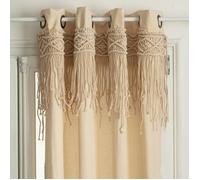 Rideau ""Rituality"" macramé beige 140x260cm - Atmosphera createur d'interieur