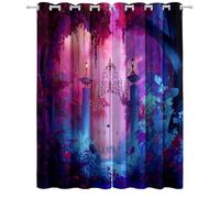 Rideau Rose-Violet Thermiques pour l’intérieur 75 L X 166 H cm, Lot de 2 Rideaux Doux en Polyester Intérieurs Occultants à Œillets - Motif Fantaisie Surréalisme Jardins