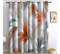 Rideau Salon Occultant 100% 220L X 215H cm, Luxe Et Élégance Rideaux Thermique Isolant Anti Froid et Phonique À Oeillets Doux Tropical Plantes Feuilles Rayures Rideaux, pour Chambre Chambre d'enfant