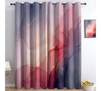 Rideau Salon Occultant 100% 234L X 229H cm, Luxe Et Élégance Rideaux Thermique Isolant Anti Froid et Phonique À Oeillets Doux Polyester Encre Tie Dye Marbre Rideaux, pour Chambre Chambre d'enfant