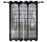 Rideau Salon Occultant 2 Panneau Forêt de fenêtre Industrielle Vintage Rideau Design Moderne Rideaux à Oeillets Isolation Thermique pour Chambre Salon Maison Bureau Décoration 150x166cm
