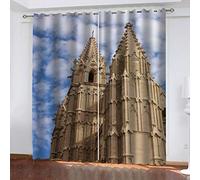 Rideau Salon Occultant 3D Architecture Des Châteaux Européens Motif Rideaux À Oeillets 200X214Cm 2 Panneaux Rideaux Grande Largeur Décoration De Fenêtre Pour Chambre, Isolant Thermique Et Phonique