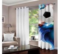 Rideau Salon Occultant Ballon de Foot coloré Isolant Thermique Rideaux à Oeillets Solid Lourd Décoration de Fenêtre, Bloquer Taille: 2xL140cmxH245cm