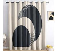 Rideau Salon Occultant Esthétique Moderne Beige - Géométrie Abstraite Minimaliste Motif À Oeillets 280 x 260 cm - Décoration De Fenêtre pour Chambre - Isolant Thermique Et Phonique