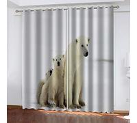 Rideau Salon Occultant -Isolant Thermique Rideaux À Oeillets Décoration De Fenêtre pour Chambre Enfant, 3D Ours Polaire Animal Motif 200X160Cm 2 Panneau Rideaux Et Draperies Intérieurs