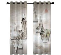 Rideau Salon Occultant -Isolant Thermique Rideaux À Oeillets Décoration De Fenêtre pour Chambre Enfant, 3D Paysage À L'Encre De Lever De Soleil Rouge Motif 200X160Cm 2 Panneau Rideaux Et Draperies