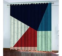 Rideau Salon Occultant -Isolant Thermique Rideaux À Oeillets Décoration De Fenêtre pour Chambre Enfant, 3D Géométrie Bleu Rouge Motif 200X160Cm 2 Panneau Rideaux Et Draperies Intérieurs