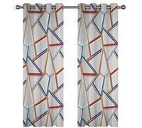 Rideau Salon Occultant -Isolant Thermique Rideaux À Oeillets Décoration De Fenêtre pour Chambre Enfant, 3D Géométrie Colorée Grise Et Blanche Motif 234X230Cm 2 Panneau Rideaux Et Draperies Intérieu