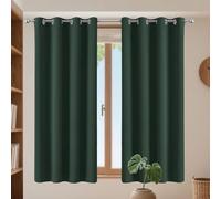Rideau Salon - Rideau Occultant Thermique 174 x 187 cm Isolant Thermique Anti Froid Lin Isolant Design Moderne à Oeillets pour Chambre, Salon, Bureau, Vert Foncé