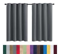 Rideau Salon - Rideau Occultant Thermiques 100 x 180 cm Bloquer Lumiere, Rideau Phonique Anti Bruit Anti Froid Rideaux Occultant Court Isolant Thermique pour Chambre Fenêtre Salon Coucher, Gris Foncé