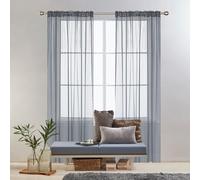 Rideau Salon - Rideau Occultant Thermiques 90 x 200 cm 100% Polyester/Transparent Intérieurs Rideaux Anti Mouche pour Porte Exterieur pour Mariage de Noël Chambre, Gris Clair