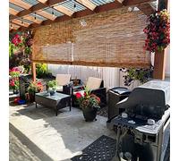 Rideau sans fil vintage en bambou - Design tissé enroulable pour terrasse et tonnelle - Réduction de l'éblouissement - 90 x 180 cm