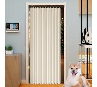 Rideau Séparateur de Pièce 215 x 180 cm Anti Froid et Chaleur Magnétique Impermeable à Oeillets Décoratif Rideau de Porte Pliant pour Chambre, Salon Décoration de Fenêtre, Beige