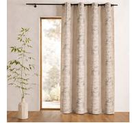 Rideau shantung brodé bandes de motifs ethniques Beige 140x260 cm