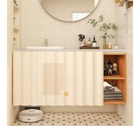 Rideau sous Evier - Rideau Court Cuisine pour Armoire Salle de Bain - Rideau Cache Placard Rideaux Courts pour Étagères avec Rail Auto-Adhésif, Anti-Poussière/Imperméables(J,80x40 cm)