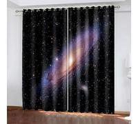 Rideau Stof Polyester, Rideau Occultant Chambre Noir Ciel Étoilé Décoration pour Fenêtre 102L x 214H CM Lot de 2