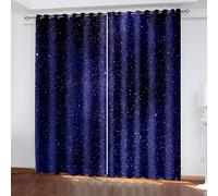 Rideau Stof Polyester, Rideau Occultant Fenetre Chambre Violet Foncé Ciel Étoilé 102L x 214H CM Lot de 2