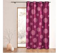 Rideau taffetas motif de ronds argentés Prune 140x260 cm