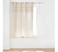 Douceur d'Intérieur, Rideau à Oeillets (140 x 180 cm) Atlas Naturel, Coton Uni et Top Tissé et Franges