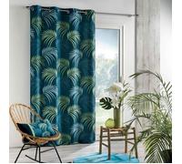 Rideau tamisant à oeillet 140 x H260 cm Blue végétal bleu
