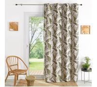 Rideau tamisant à oeillets motif feuilles Kaki 140x260 cm