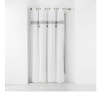 Douceur d'Intérieur Rideau à œillets Amaya Gris 140x240 cm Coton uni Top brodé