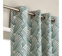 Rideau tamisant ARDECO (135x250 cm) - Vert - Œillets - Motif graphique art déco