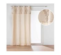 Douceur d'Intérieur - Rideau à œillets Kamary - 140 x 240 cm - Coton/Polyester - avec top - Naturel