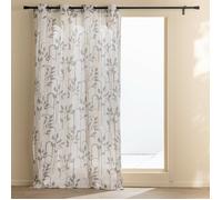 Rideau tamisant Roseris 140 x 240 cm - polycoton gris à œillets, fils métallisés dorés