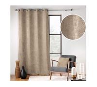Rideau tamisant velours chenille 140 x 260 cm - Sable - œillets métalliques - Douceur d'Intérieur